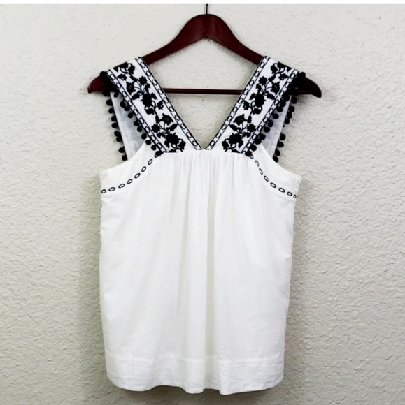 J. Crew Tops - J.Crew Embroidered pom-pom tank